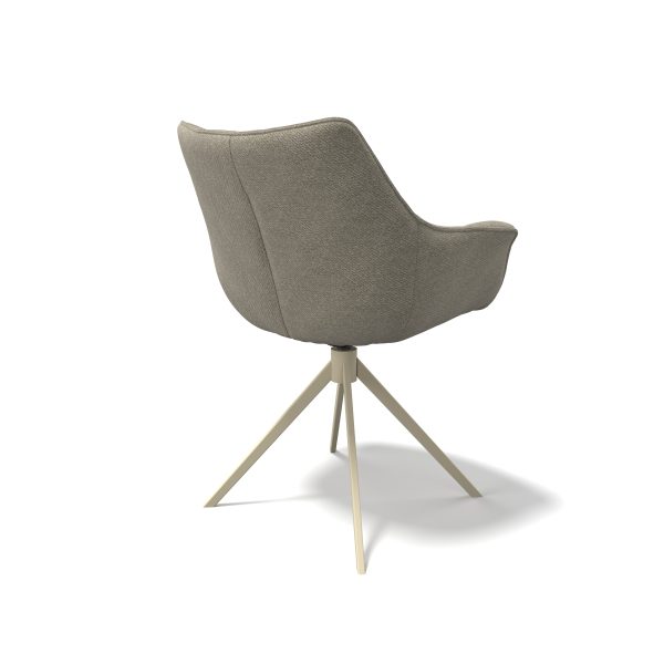 Sedia da pranzo Alfie con lussuosa seduta a forma di cuscino, gamba in acciaio e ritorno automatico a 360°, disponibile in vari tessuti e colori di gambe.