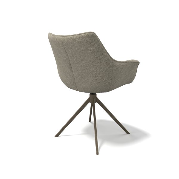 Sedia da pranzo Alfie con lussuosa seduta a forma di cuscino, gamba in acciaio e ritorno automatico a 360°, disponibile in vari tessuti e colori di gambe.